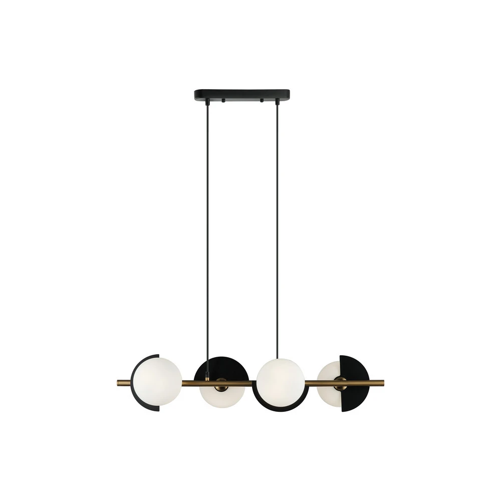 Suspension Darcy, noir/bronze, à 4 lampes | Garantie 2 Ans