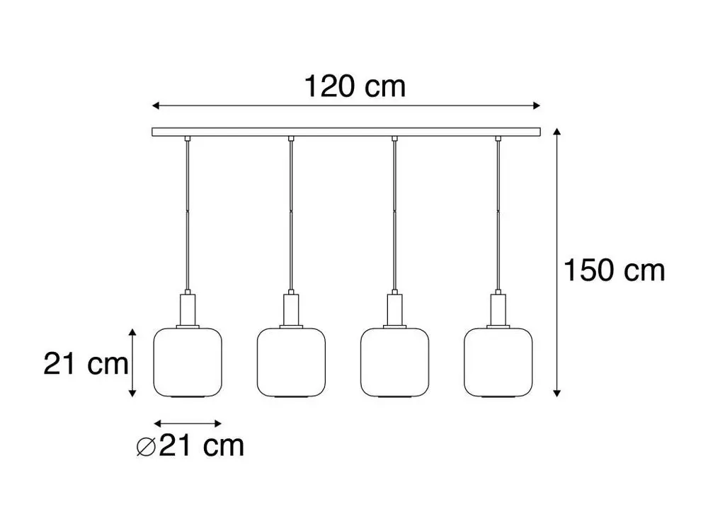 Suspension design noir avec or avec verre fumé 4 lumières - Zuzanna à fixation clip
