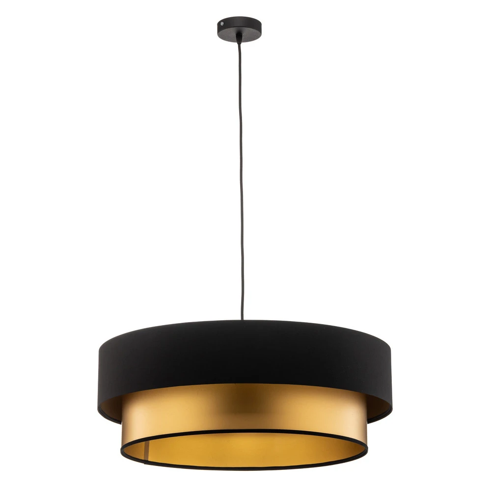 Suspension Dorina, noir/or Ø 60cm IP44 pour salle de bain