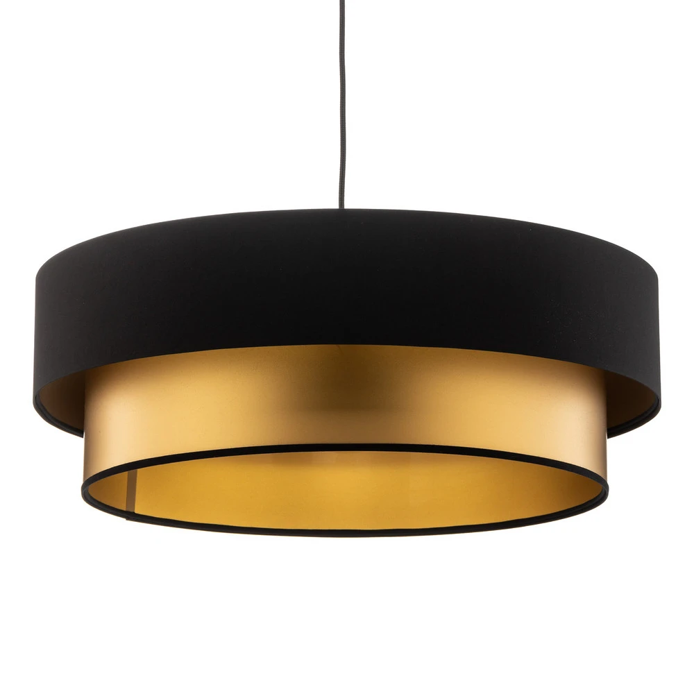 Suspension Dorina, noir/or Ø 60cm IP44 pour salle de bain
