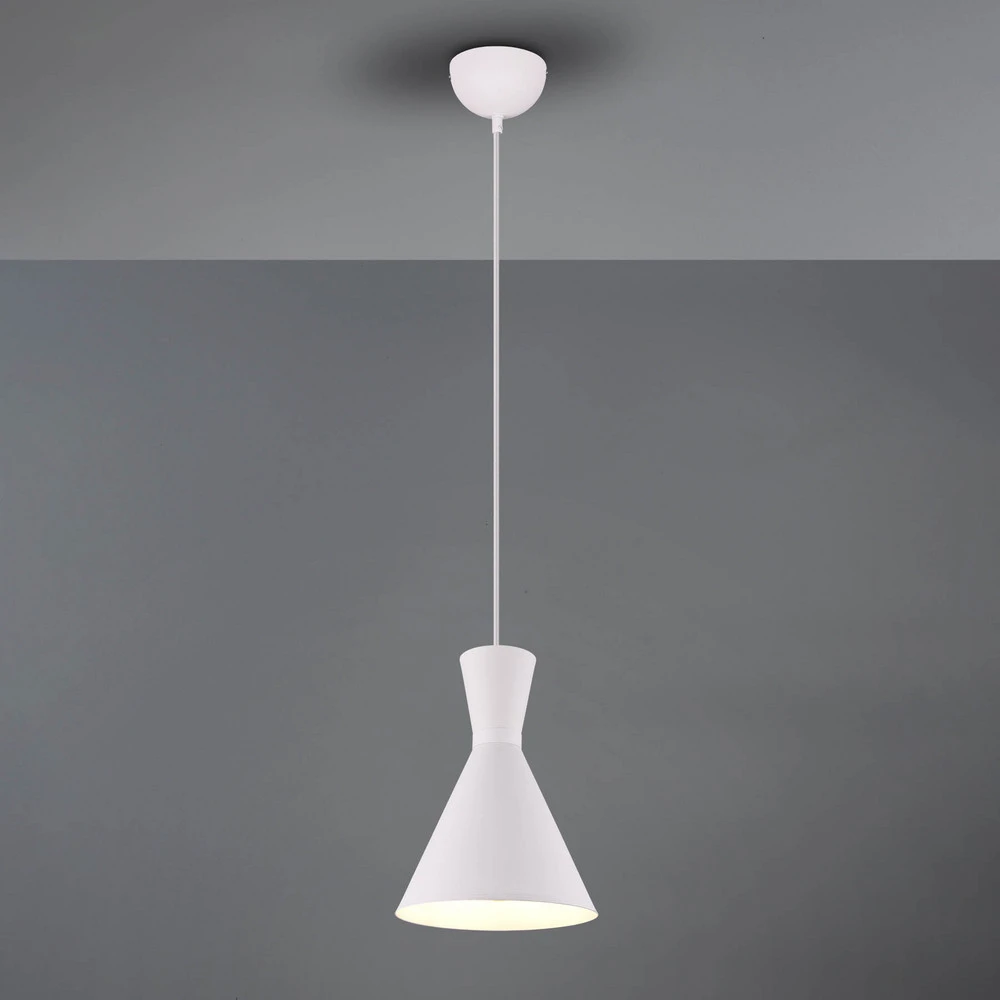 Suspension Enzo, à une lampe, Ø 20 cm, blanche à fixation clip