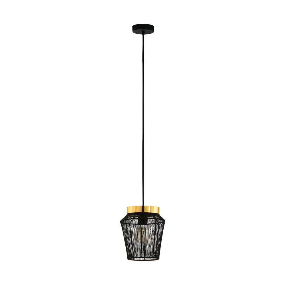 Suspension Escandidos, noire/dorée, à une lampe en acrylique dépoli
