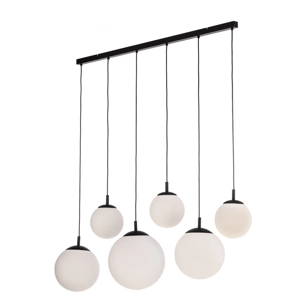 Suspension Esme, verre opalin, à 6 lampes, linéaire | Garantie 2 Ans