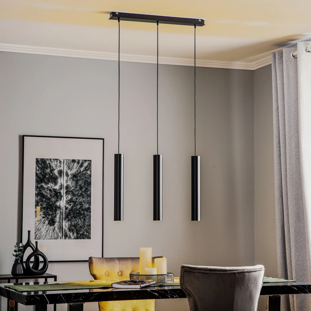Suspension Eye, noir, à 3 lampes pour plafonds suspendus