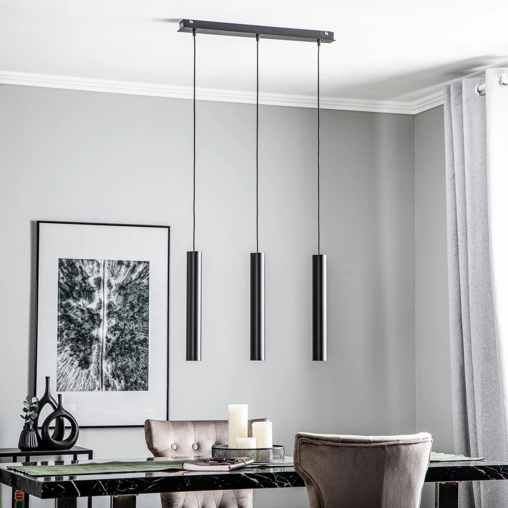 Suspension Eye, noir, à 3 lampes pour plafonds suspendus