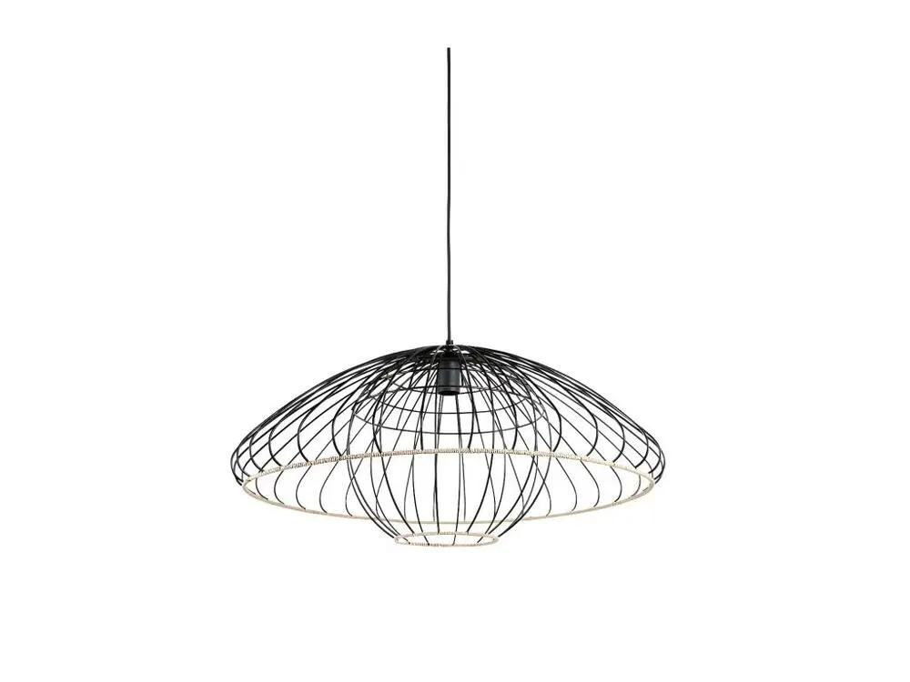 Suspension filaire métal et rotin Neptune - Ostaria en acrylique dépoli