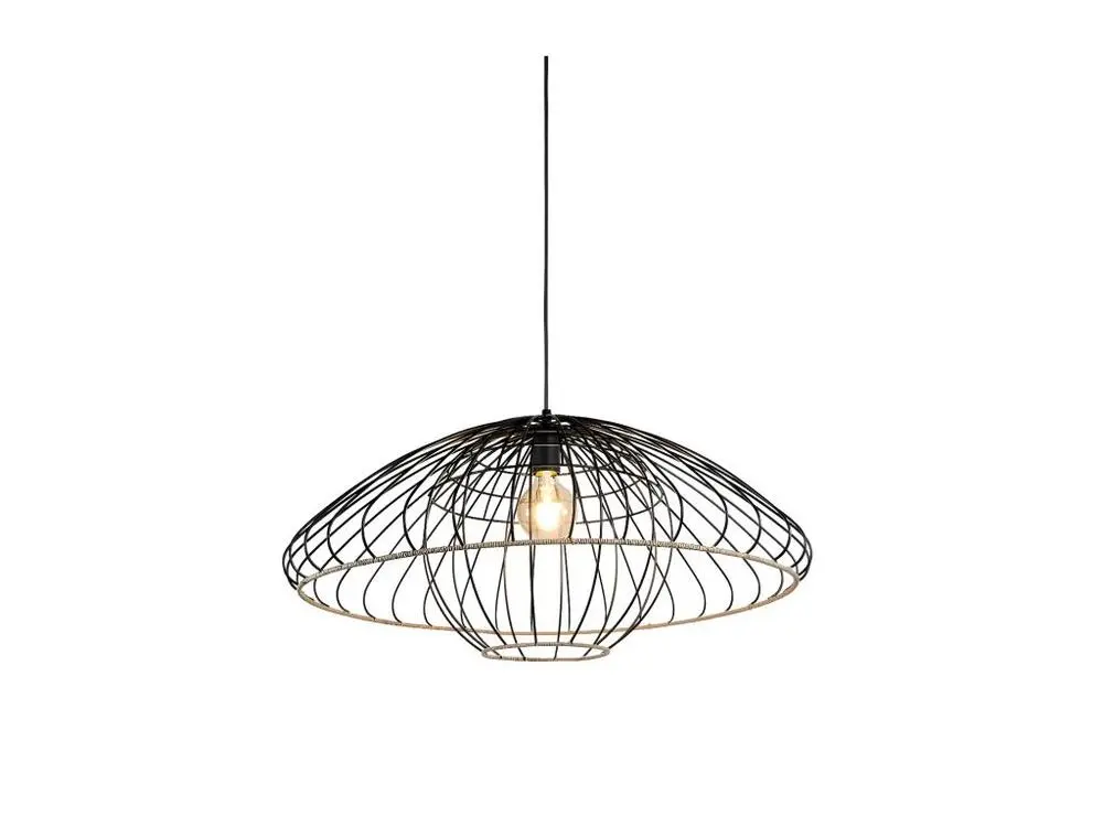 Suspension filaire métal et rotin Neptune - Ostaria en acrylique dépoli