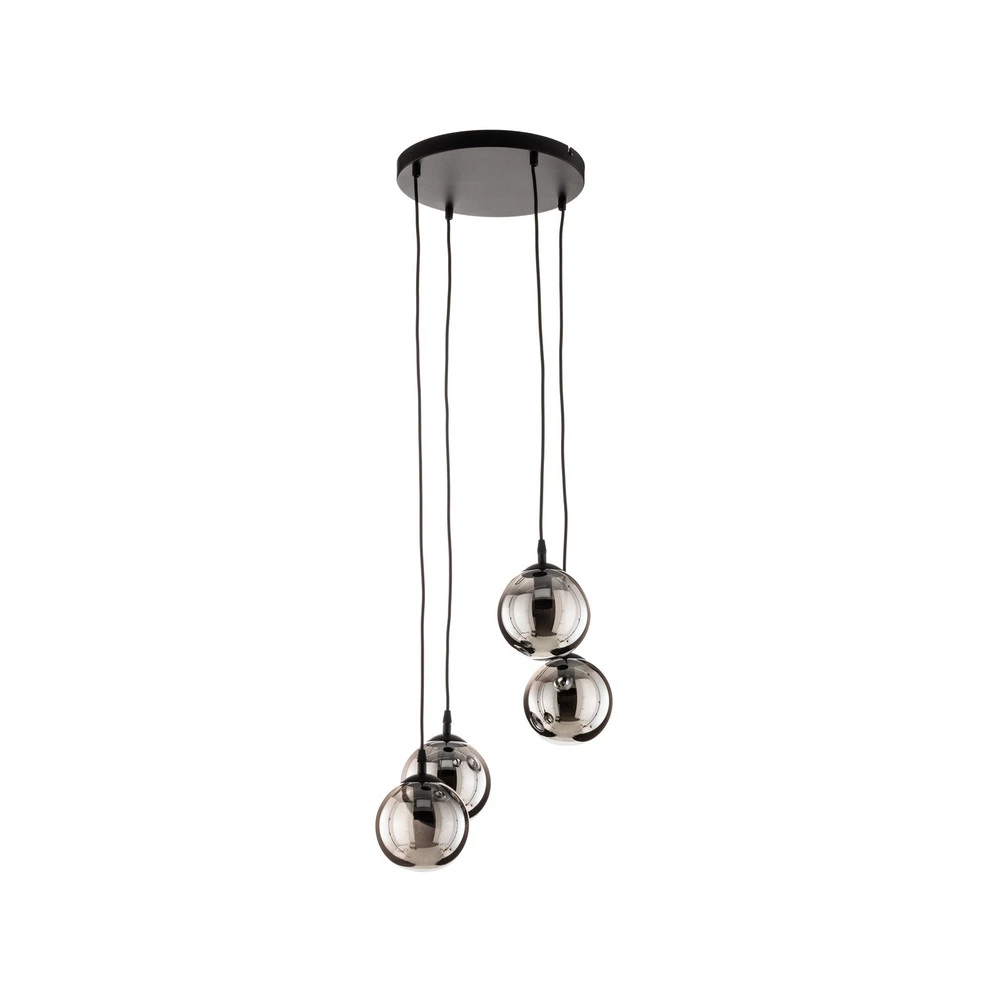 Suspension Glassy, 4 lampes, noir, graphite, verre, E14 | Garantie 2 Ans