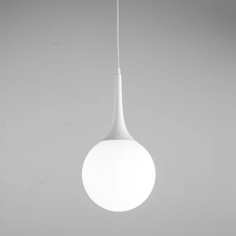 Suspension Globe en verre blanc contemporain 1 lumière 12"/14"/16" de étendu plafonnier suspendu