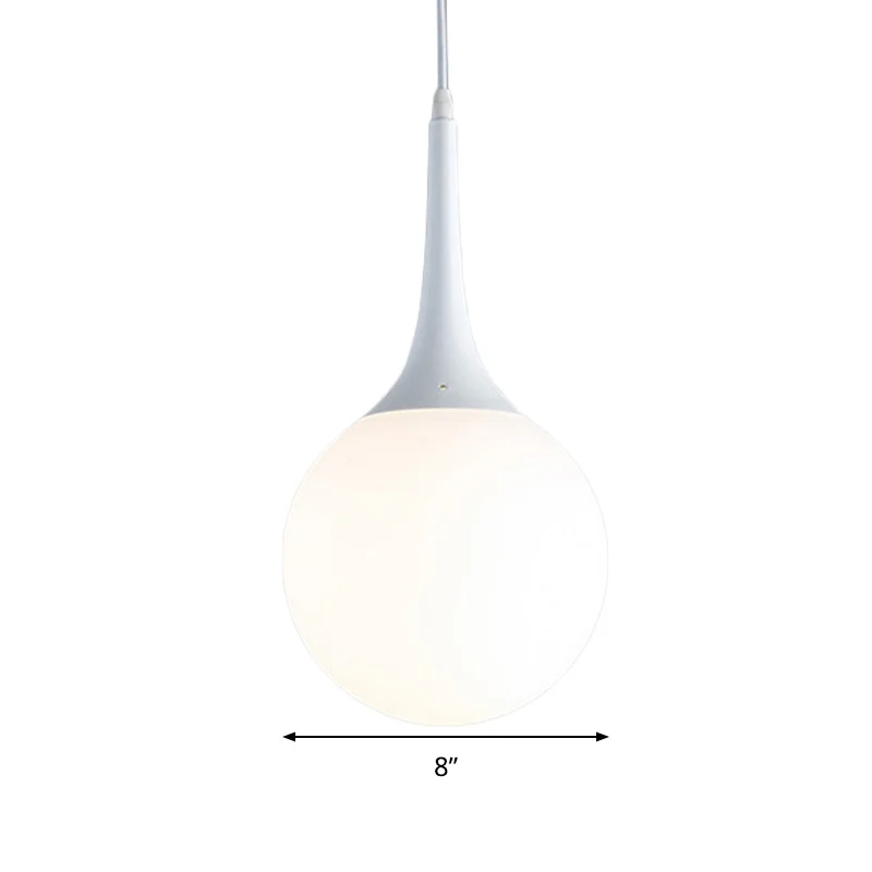 Suspension Globe en verre blanc contemporain 1 lumière 12"/14"/16" de étendu plafonnier suspendu
