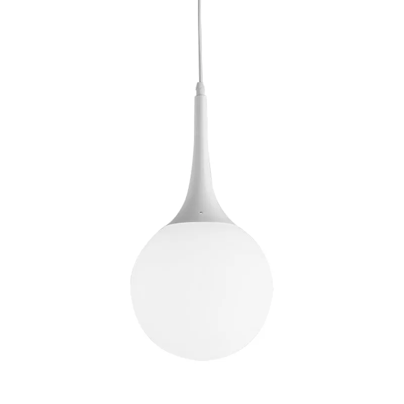 Suspension Globe en verre blanc contemporain 1 lumière 12"/14"/16" de étendu plafonnier suspendu
