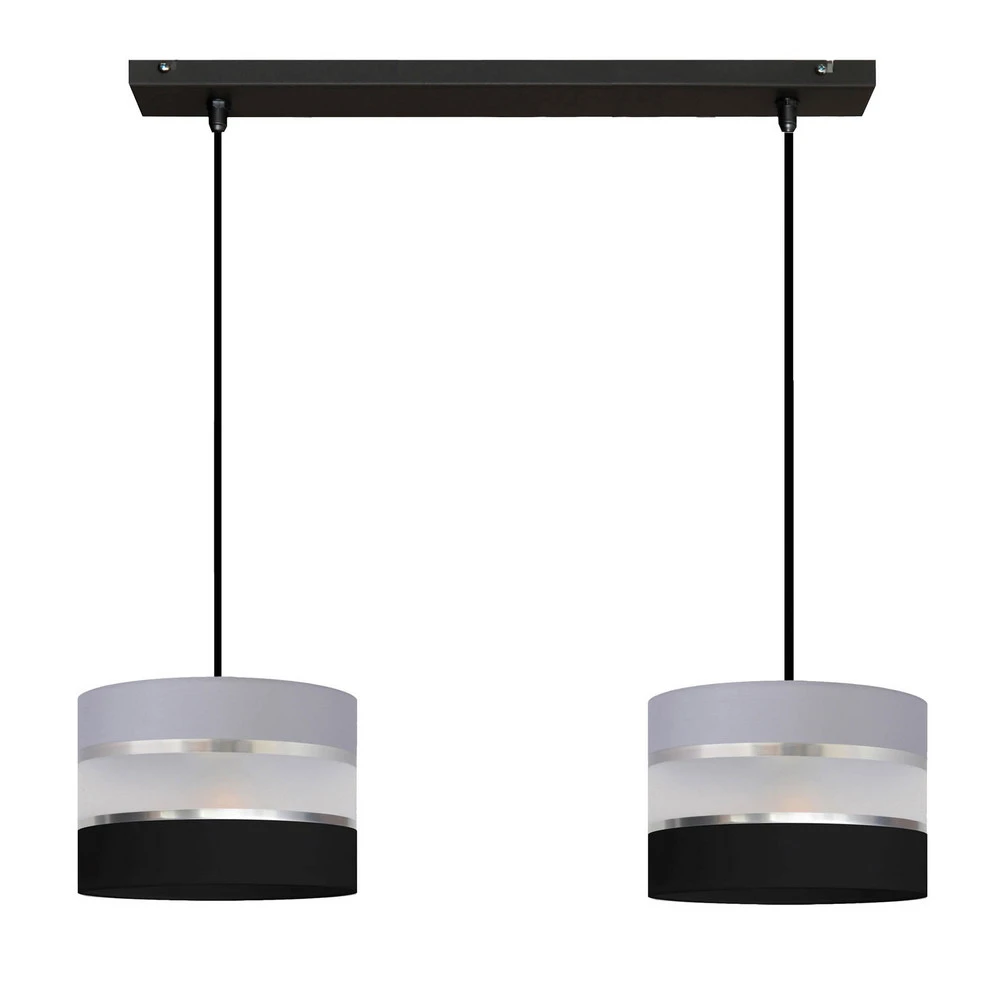 Suspension Helen gris-noir-argenté 2 lampes Sans outil d'installation