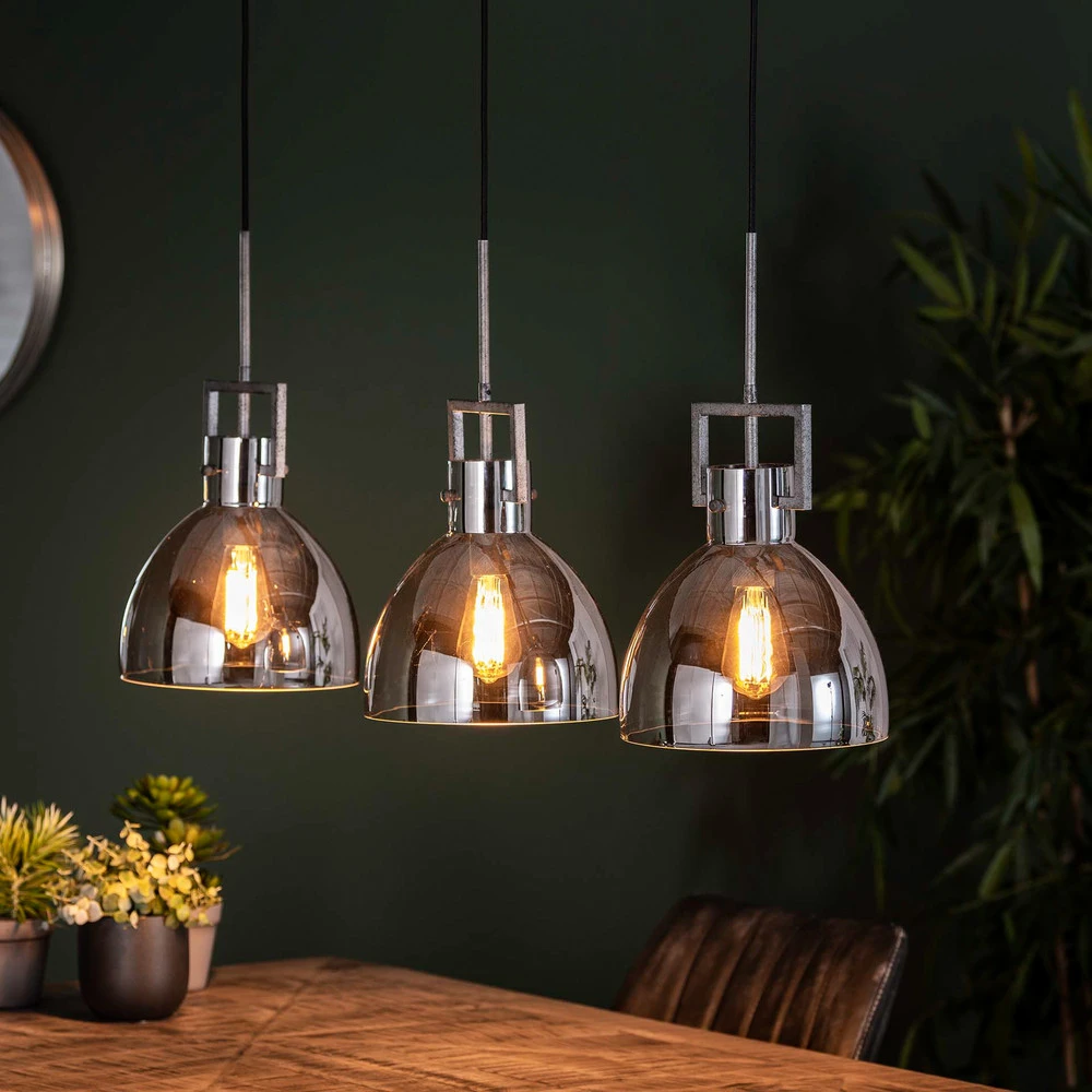 Suspension Hollunderbach abat-jour verre 3 lampes | Garantie 2 Ans