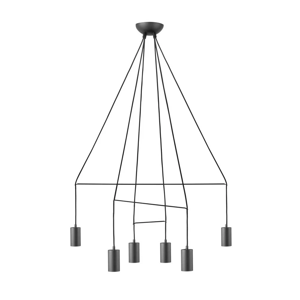 Suspension Imbria, 6 lampes, longueur 93cm, noir à fixation clip