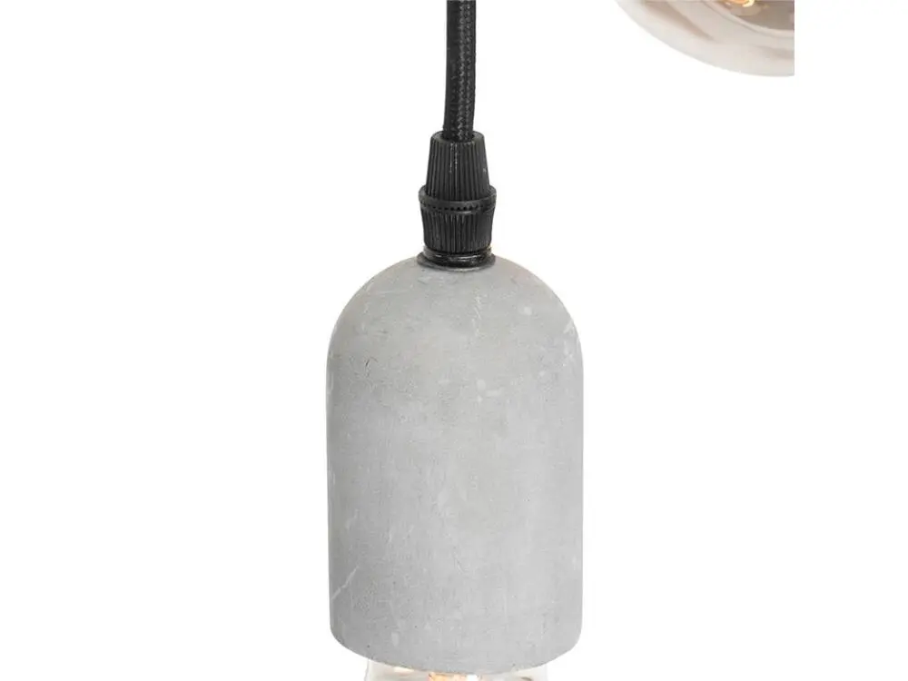Suspension industrielle noire avec béton rond 3 lumières - Pedra pour entrée et couloir