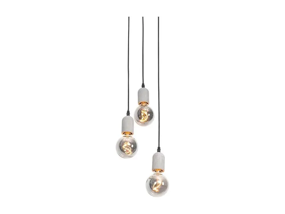 Suspension industrielle noire avec béton rond 3 lumières - Pedra pour entrée et couloir