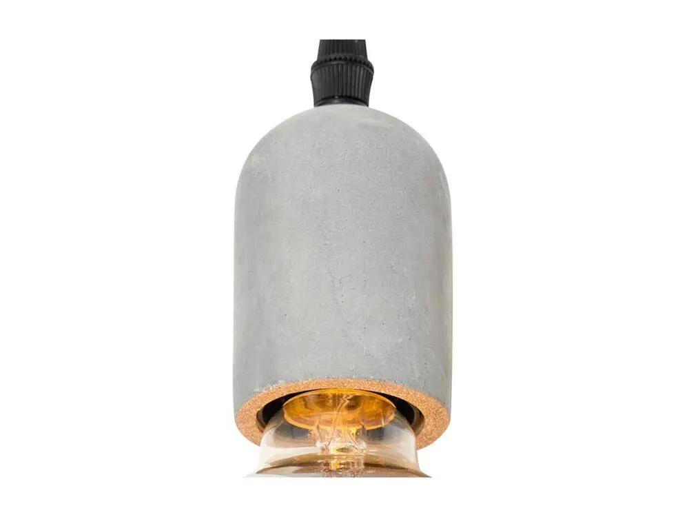 Suspension industrielle noire avec béton rond 3 lumières - Pedra pour entrée et couloir