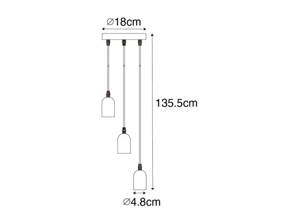 Suspension industrielle noire avec béton rond 3 lumières - Pedra pour entrée et couloir