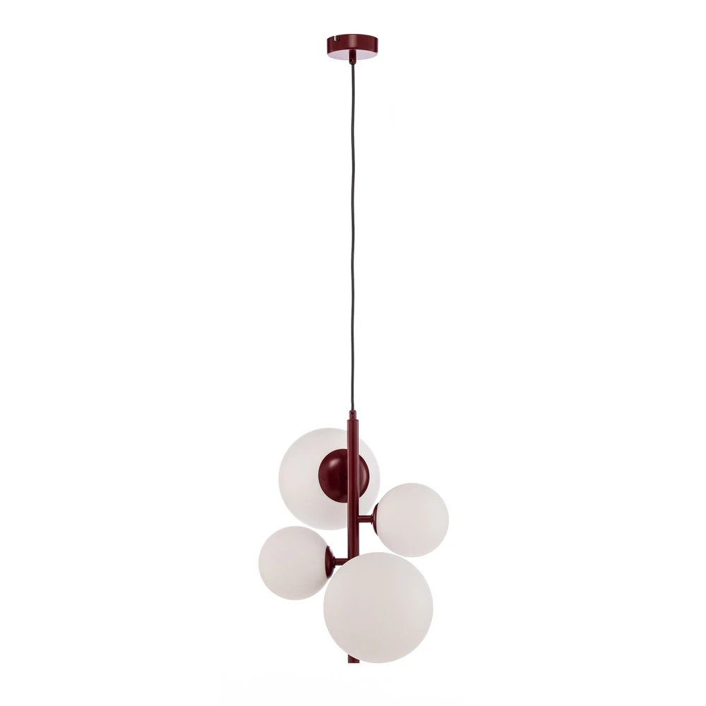 Suspension Joel, bordeaux/blanc, à 4 lampes Sans outil d'installation