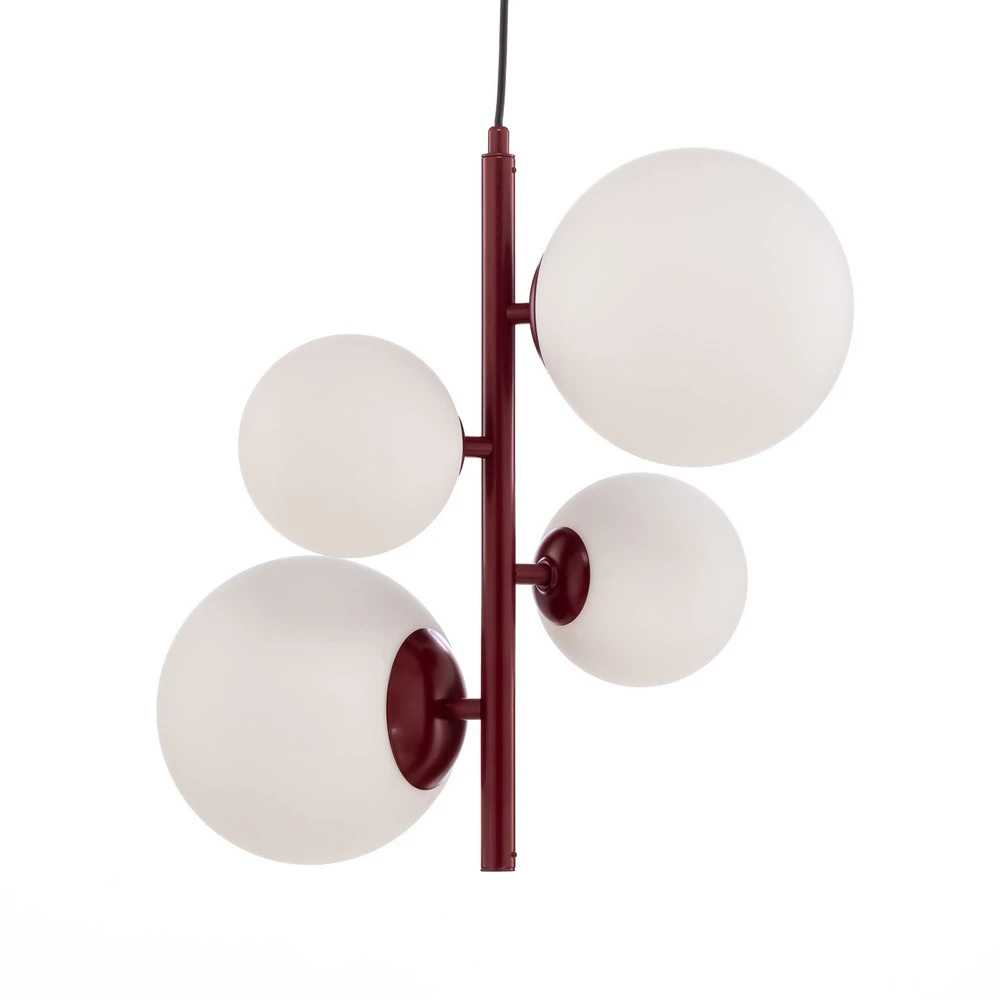 Suspension Joel, bordeaux/blanc, à 4 lampes Sans outil d'installation