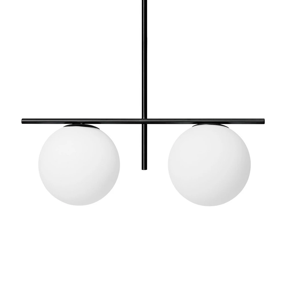 Suspension Jugen, noire, à deux lampes avec LED intégrée non remplaçable