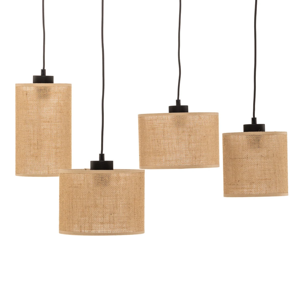 Suspension Juta, à quatre lampes pour plafonds suspendus