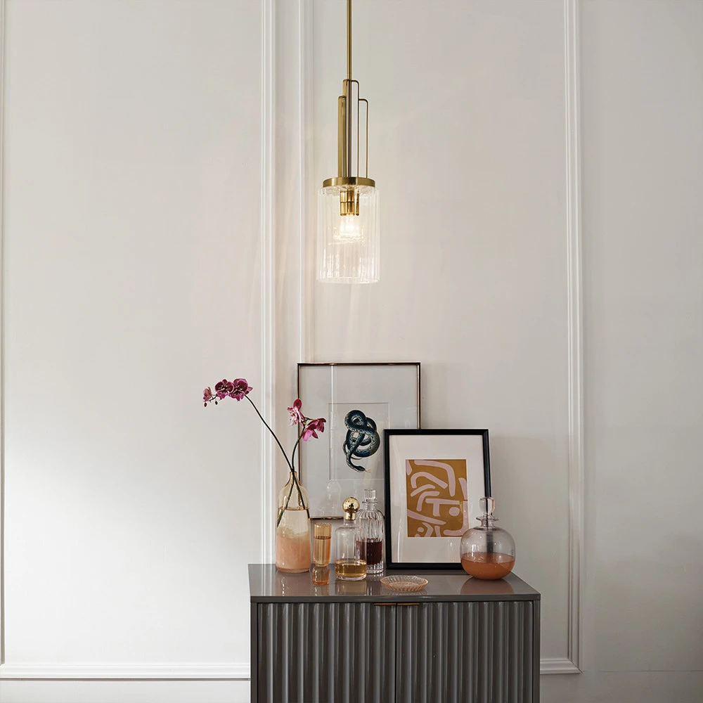 Suspension Kimrose, à 1 lampes, laiton en acrylique dépoli