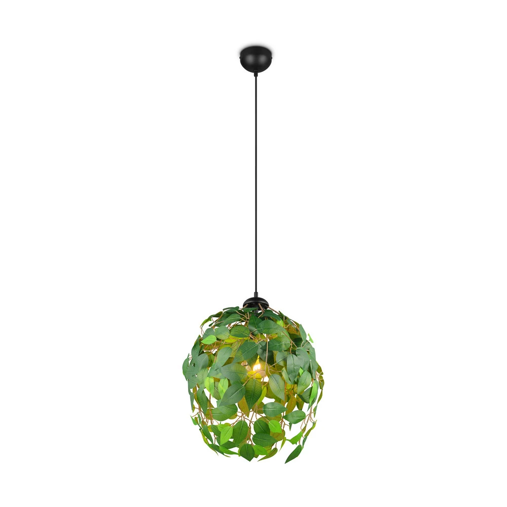 Suspension Leavy, noir/vert, Ø 38 cm, 1 lampe, E27 pour entrée et couloir