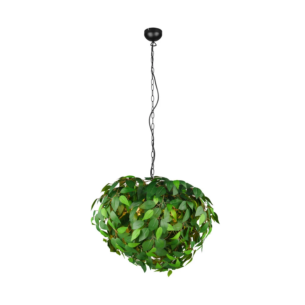 Suspension Leavy, noir/vert, Ø 70 cm, 4 lampes, E14 | Garantie 2 Ans