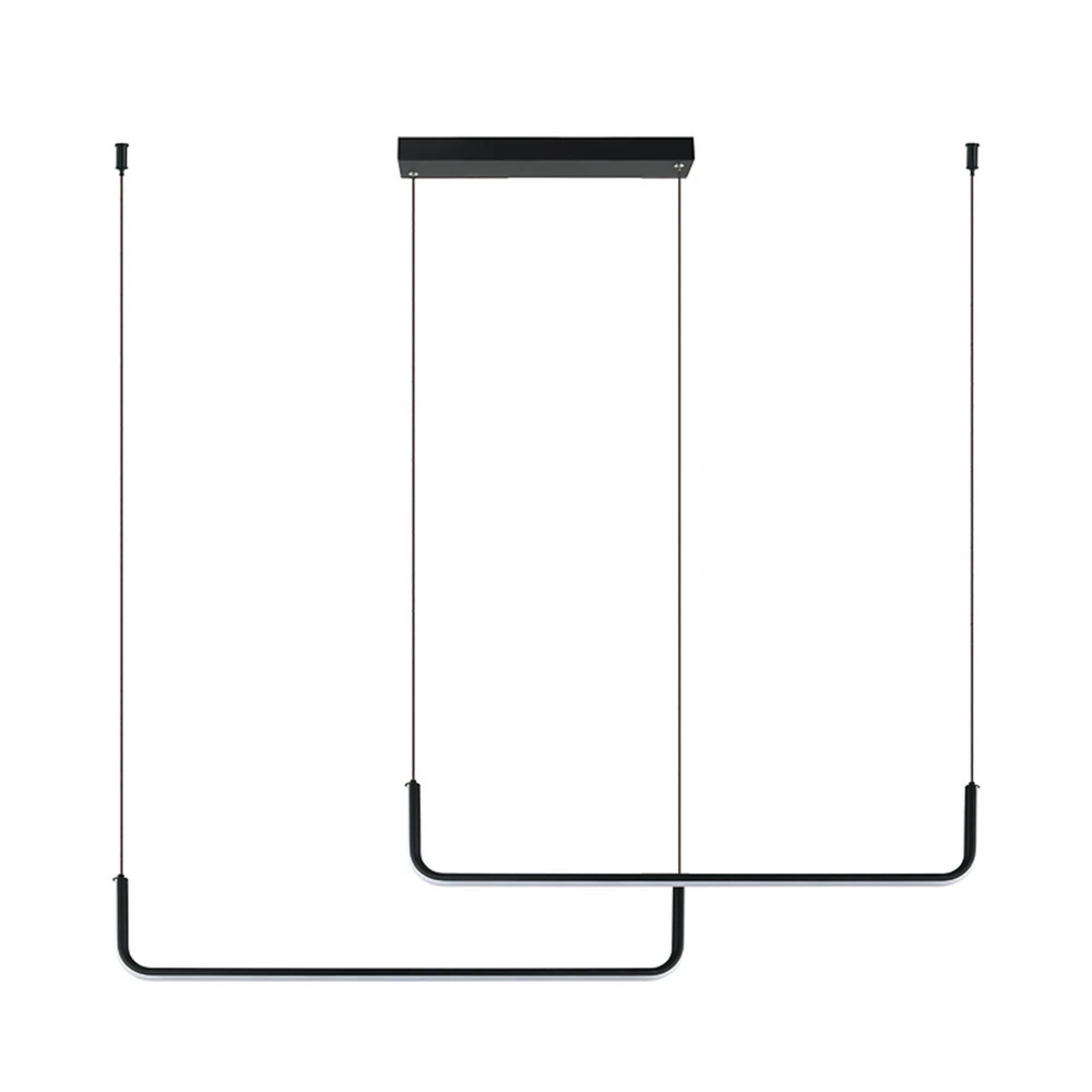 Suspension LED 22010, noir mat, à 2 lampes en acrylique dépoli