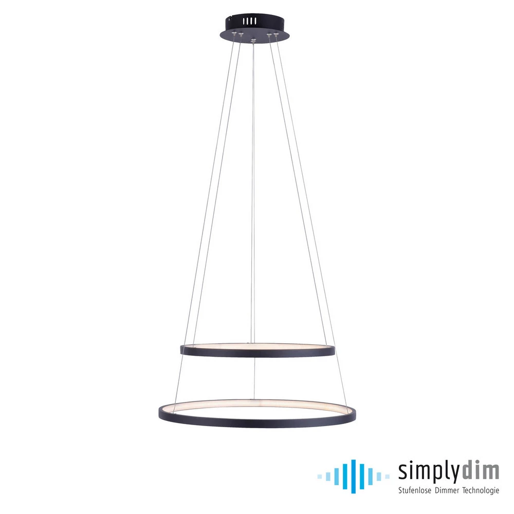 Suspension LED Circle, anthracite, à deux lampes (Carré 30x30cm)