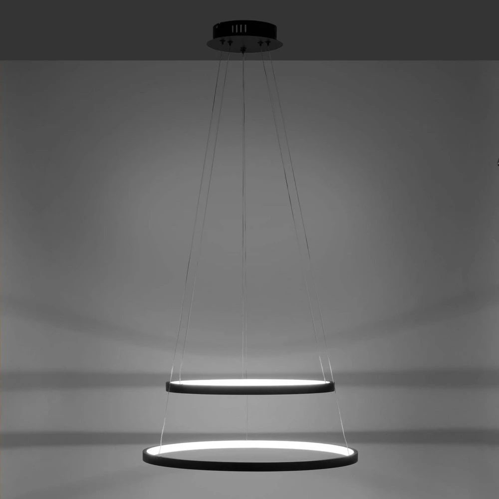 Suspension LED Circle, anthracite, à deux lampes (Carré 30x30cm)