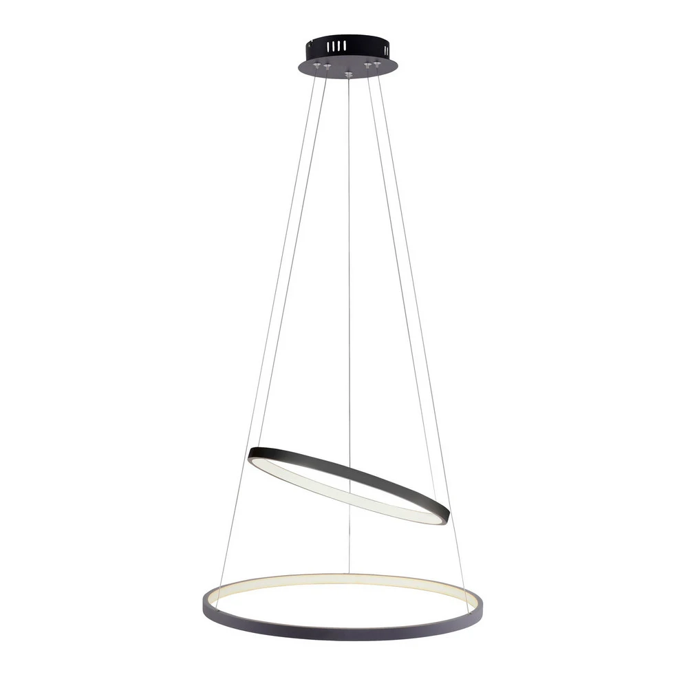 Suspension LED Circle, anthracite, à deux lampes (Carré 30x30cm)
