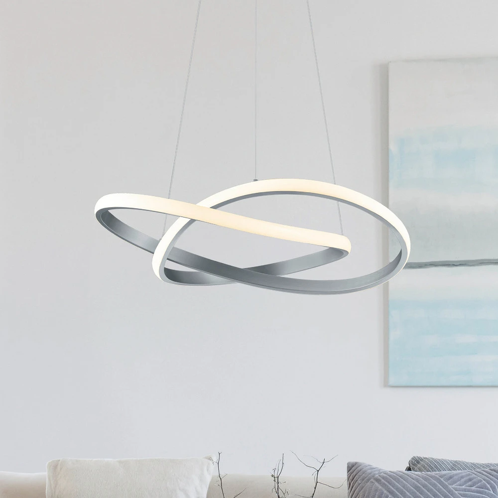 Suspension LED Course, nickel mat, 3.000 K, Ø 60 cm, métal avec LED intégrée non remplaçable