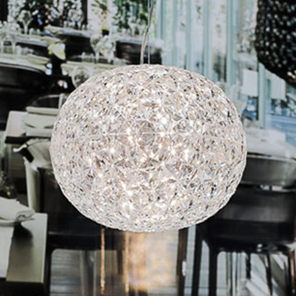 Suspension LED de designer transparente Planet (Carré 30x30cm)