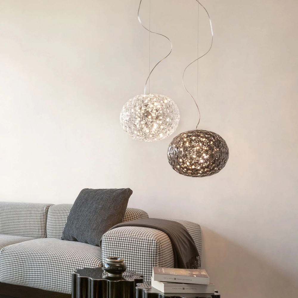 Suspension LED de designer transparente Planet (Carré 30x30cm)