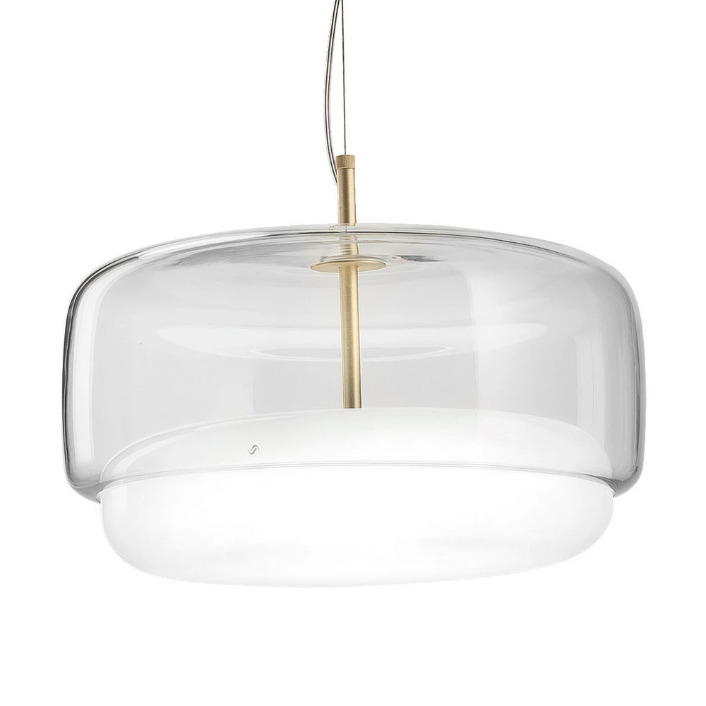 Suspension LED Jube SP G verre, transparent/blanc (Carré 30x30cm)