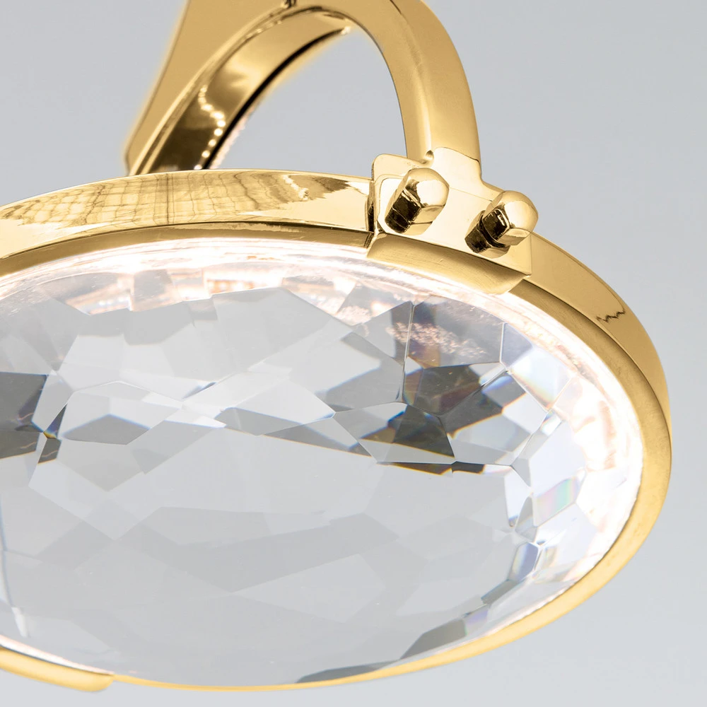 Suspension LED Moon, cristal K9, 1 lampe, dorée avec LED intégrée non remplaçable