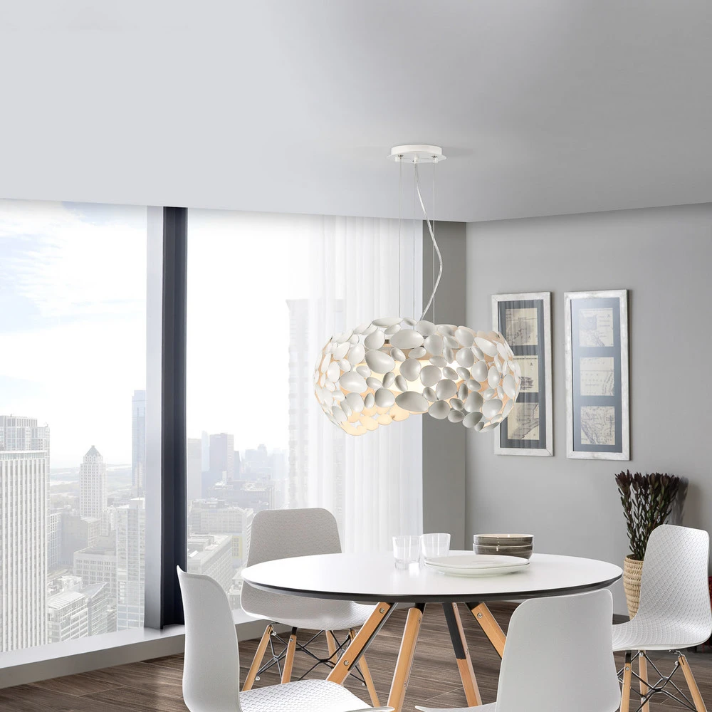 Suspension LED Narisa 5xG9, Ø47 cm, blanche avec diffuseur opale
