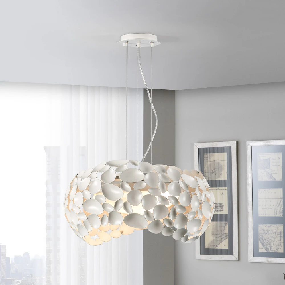 Suspension LED Narisa 5xG9, Ø47 cm, blanche avec diffuseur opale