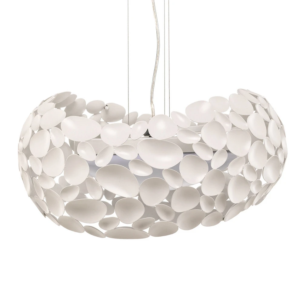 Suspension LED Narisa 5xG9, Ø47 cm, blanche avec diffuseur opale