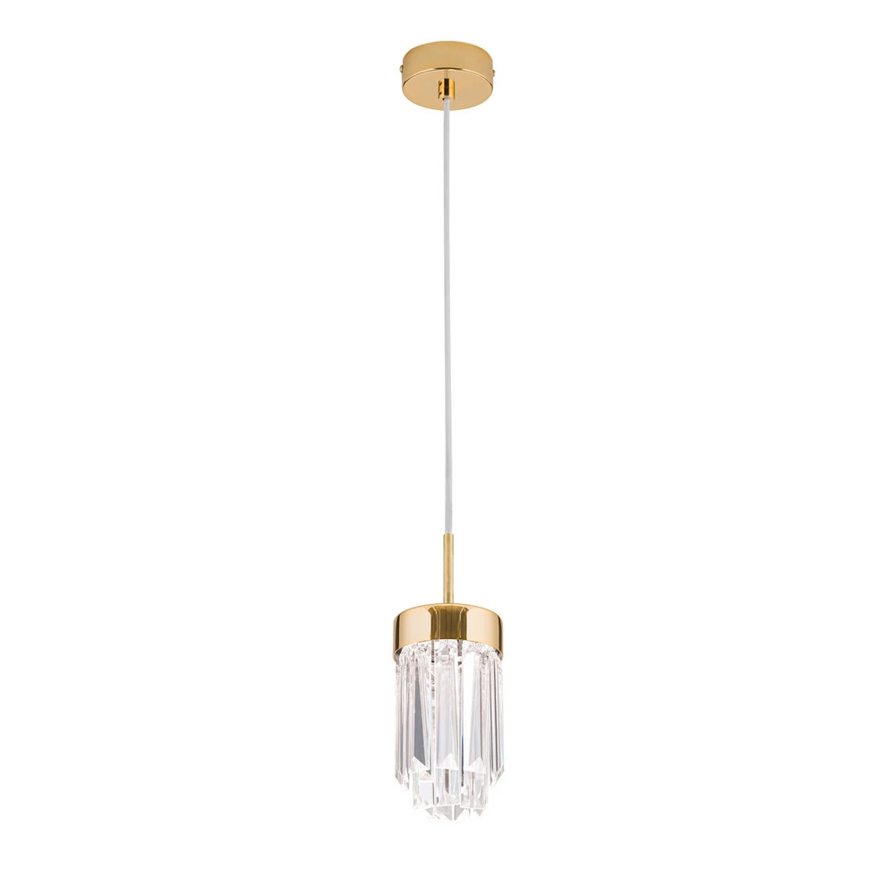 Suspension LED Prism, verre cristal Ø10cm doré - Installation Facile
