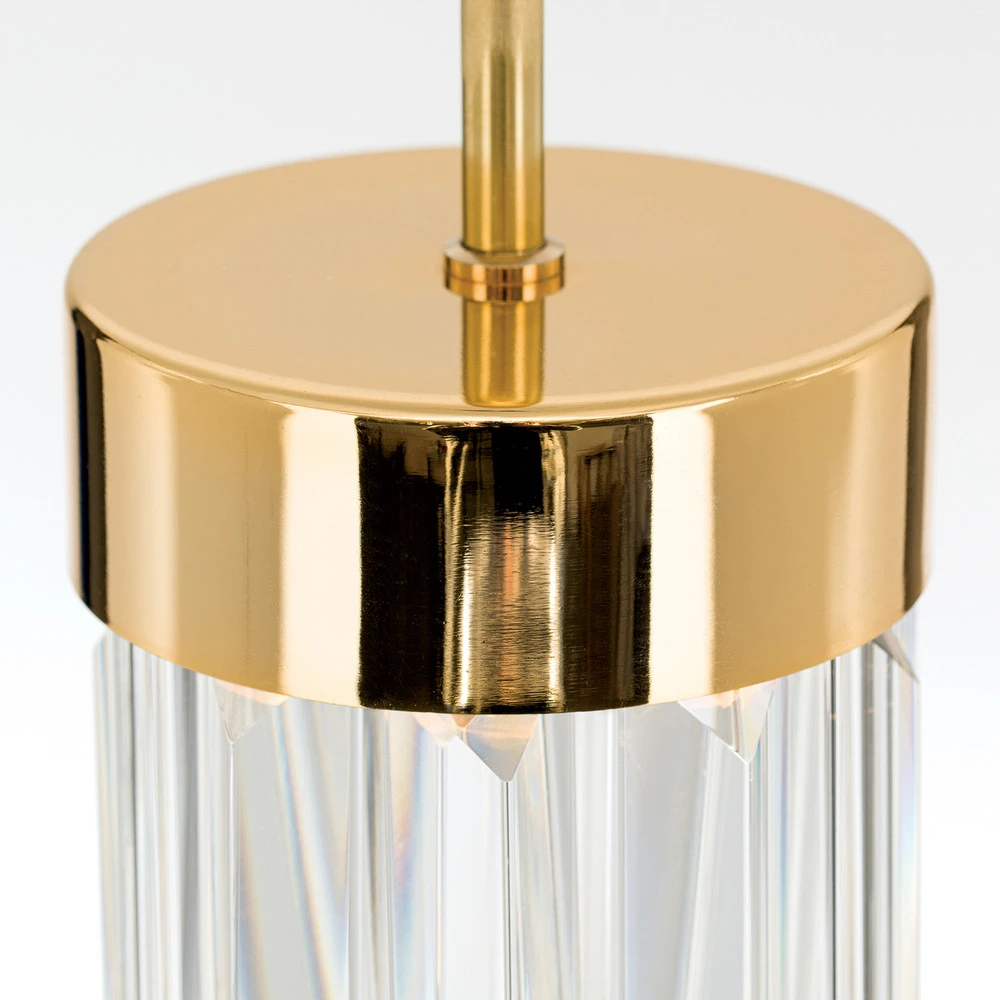 Suspension LED Prism, verre cristal Ø10cm doré - Installation Facile