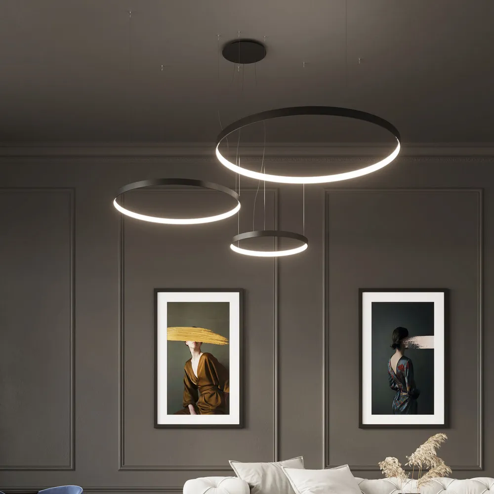 Suspension LED Rio 110 horizontale 4 000 K noire pour plafonds suspendus