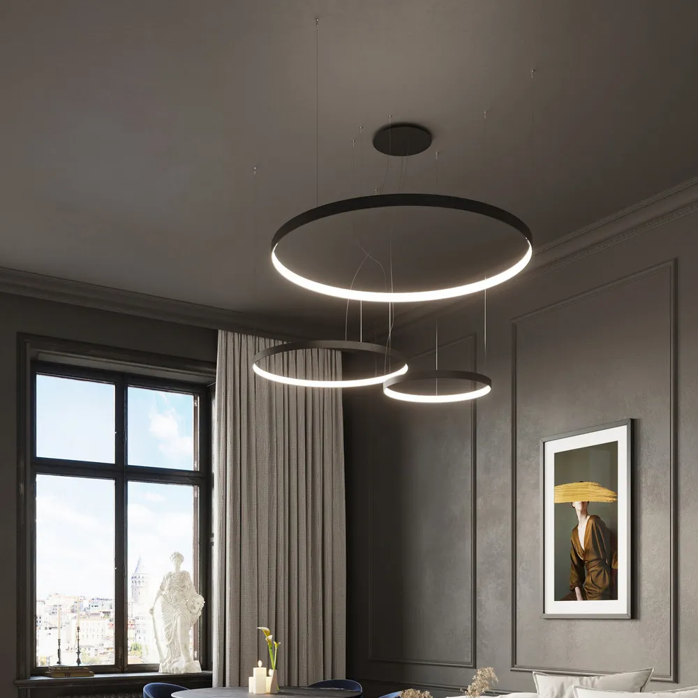 Suspension LED Rio 110 horizontale 4 000 K noire pour plafonds suspendus