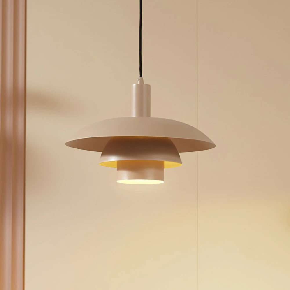 Suspension Lindby Elorri, chamois, métal, Ø 38 cm