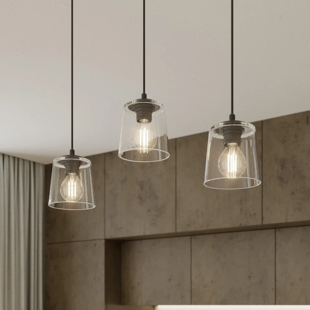 Suspension Lucea à 3 lampes clair pour entrée et couloir