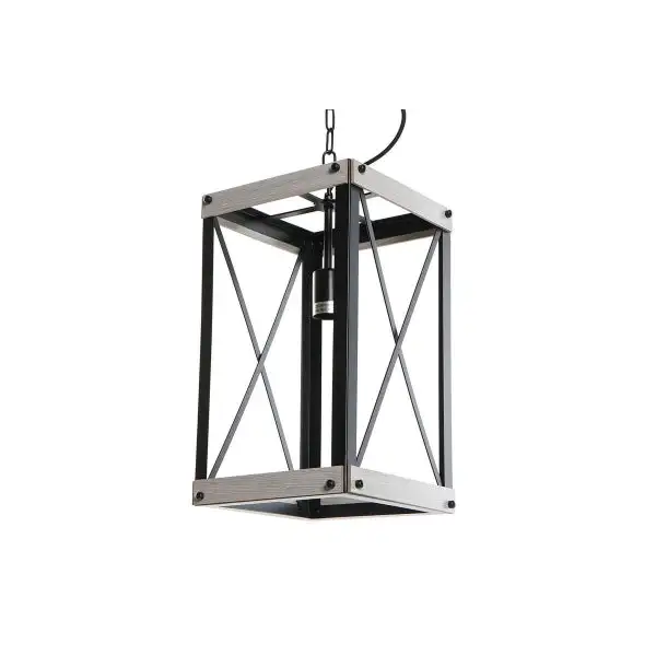 Suspension Luminaire Design Cage Loft Wood and Métallique Home Decor