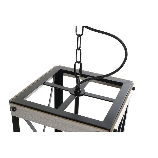 Suspension Luminaire Design Cage Loft Wood and Métallique Home Decor