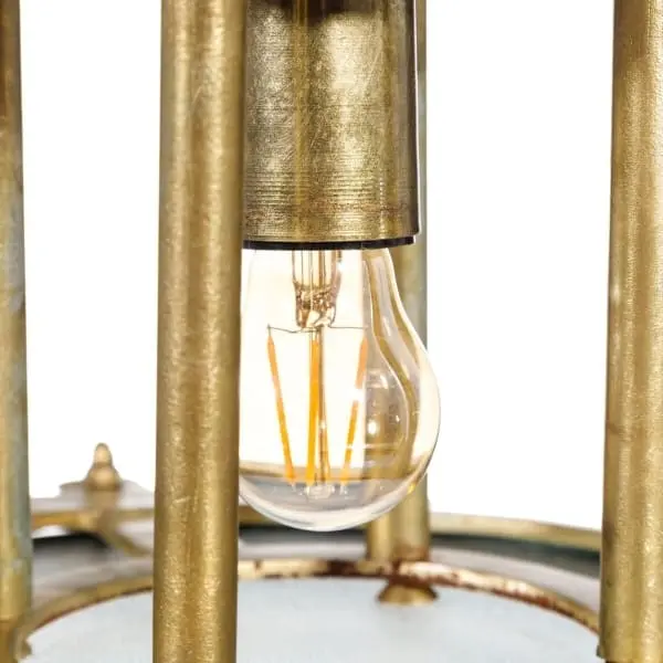 Suspension Luminaire Loft en Fer Doré Vieilli en acrylique dépoli